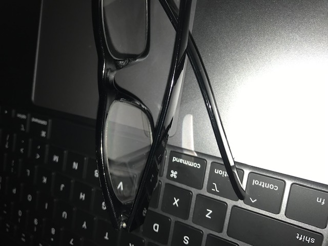 Eyeglass on keyboard